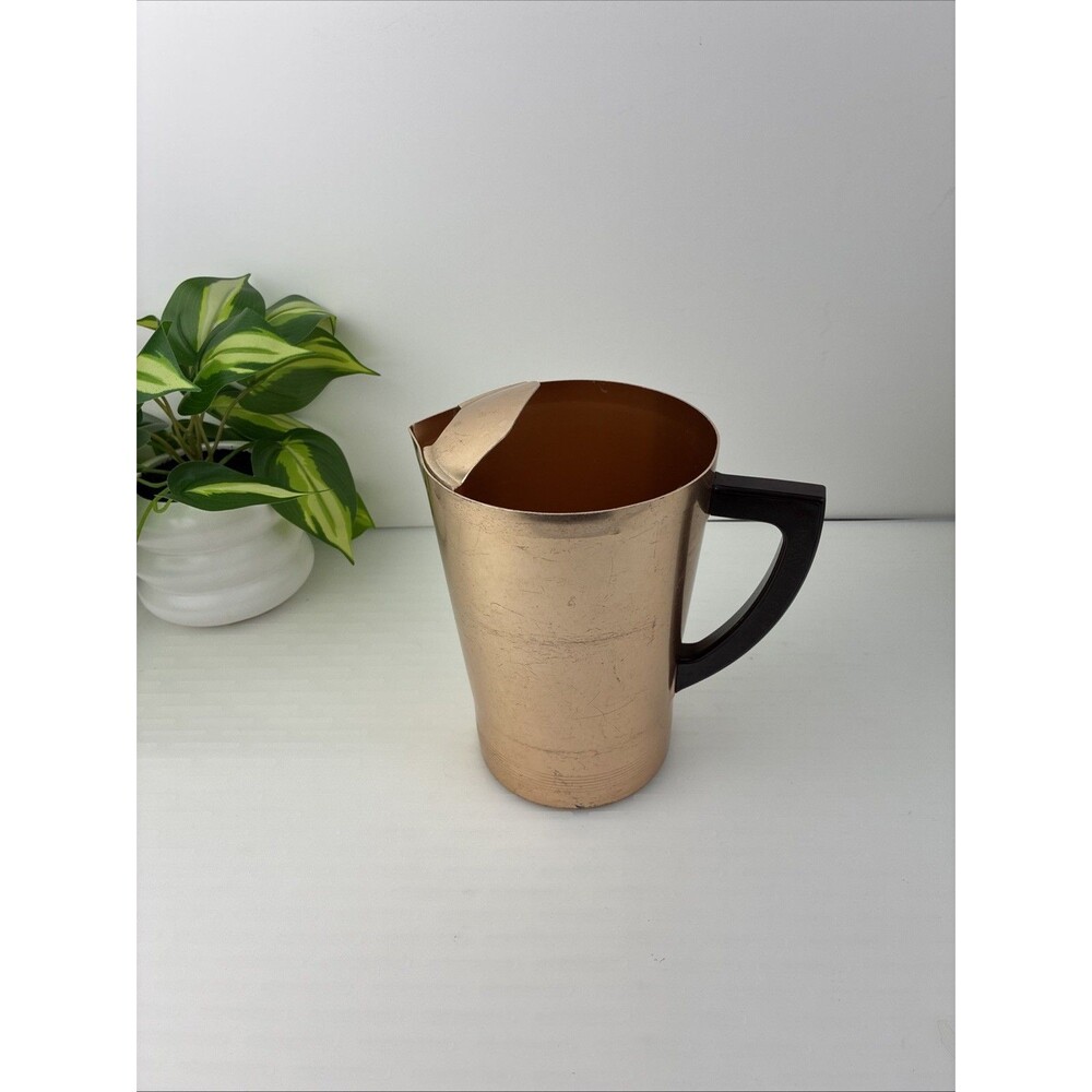 Vintage MCM Aluminum Pitcher West Bend USA Colorama Copper Ice Guard Pour Spout